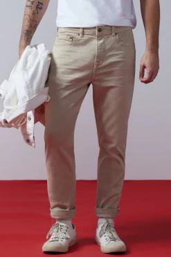 * Pantalon Slim 5 Bolsillos Color Beige Outlet