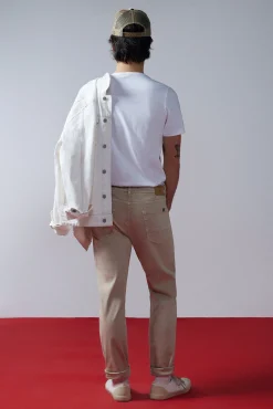 * Pantalon Slim 5 Bolsillos Color Beige Outlet