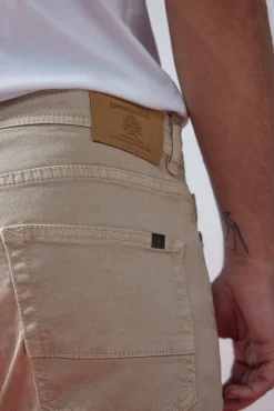 * Pantalon Slim 5 Bolsillos Color Beige Outlet