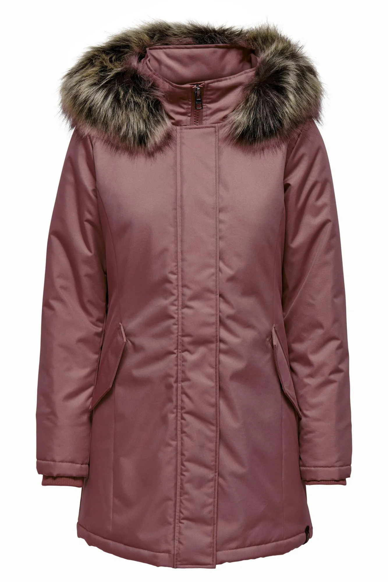 Only Parka Con Capucha Con Pelo Y Bolsillos Rosa Sale