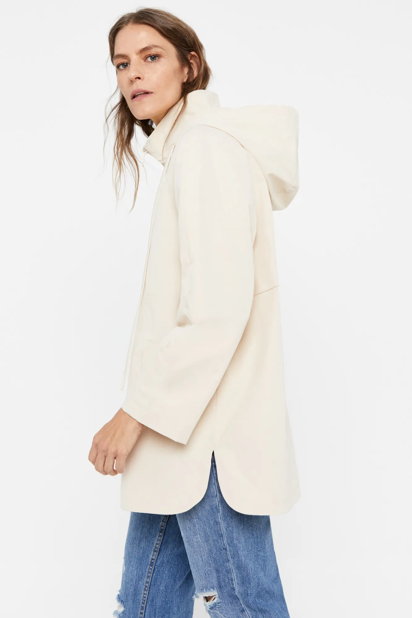 Cortefiel Parka Corta Waterrepelent Beige