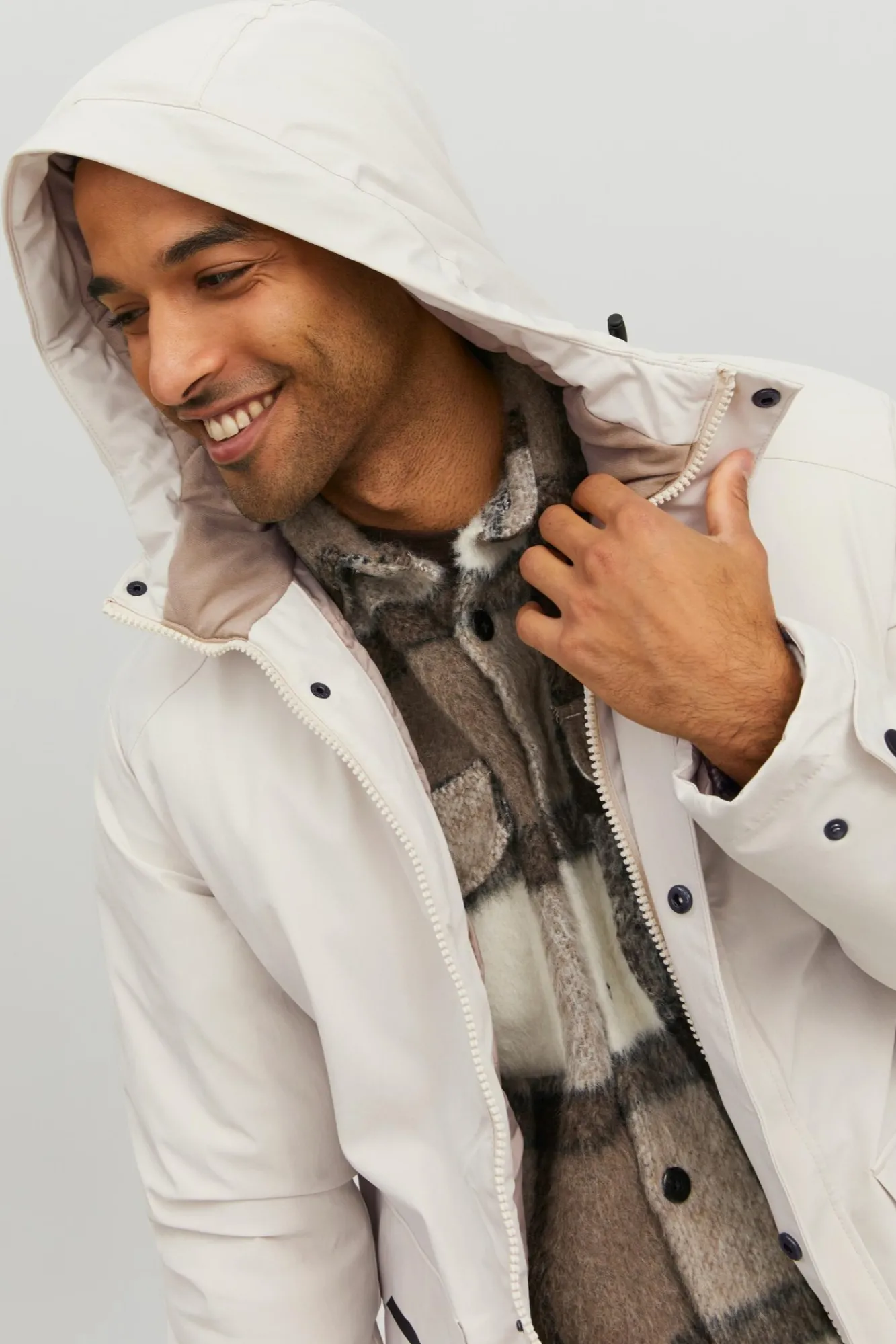 Jack & Jones Parka Impermeable Gris Medio Hot