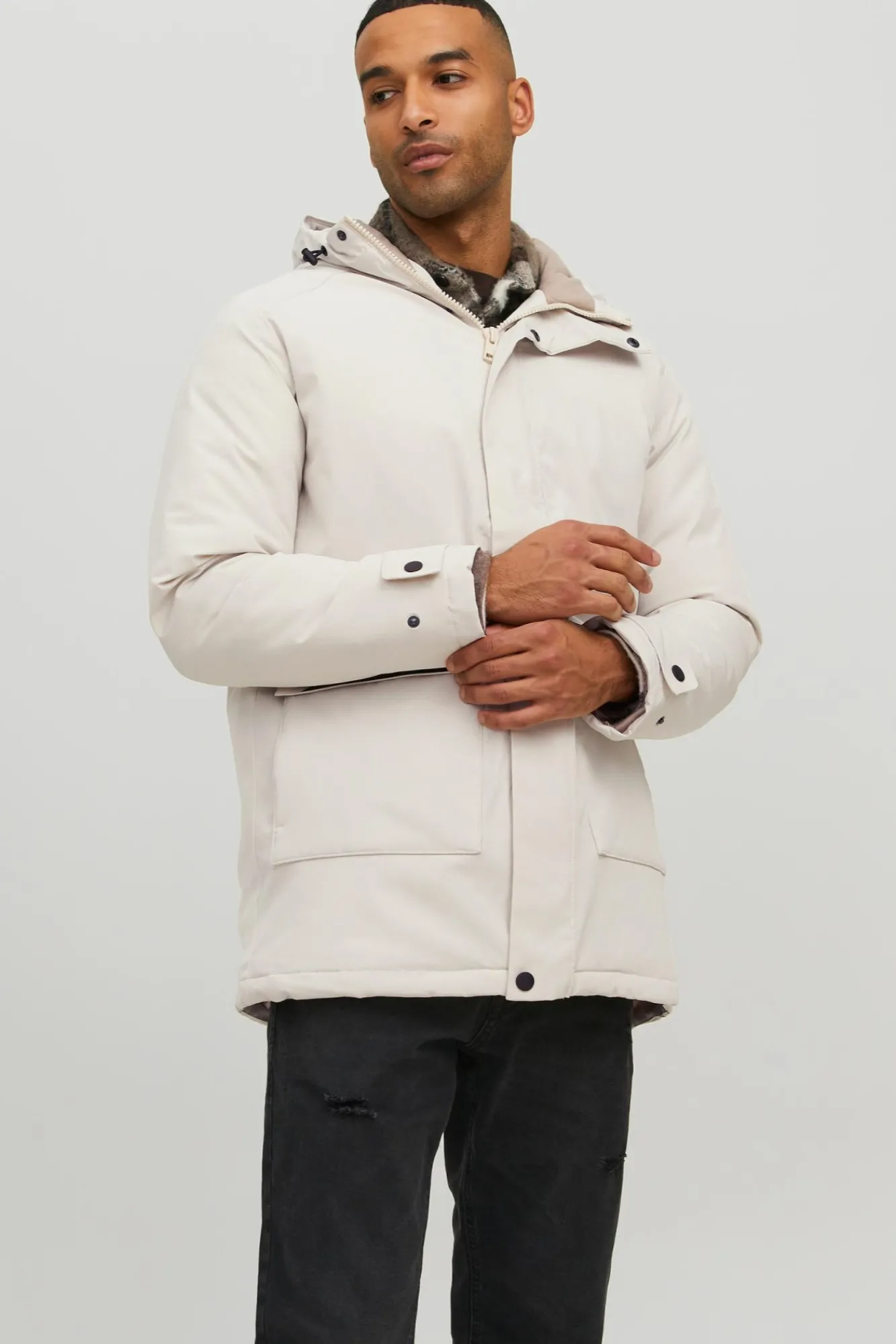 Jack & Jones Parka Impermeable Gris Medio Hot