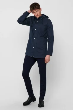 Only & Sons Parka Ligera Capucha Azul Medio Online