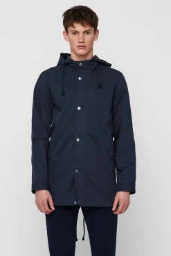 Only & Sons Parka Ligera Capucha Azul Medio Online