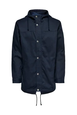 Only & Sons Parka Ligera Capucha Azul Medio Online
