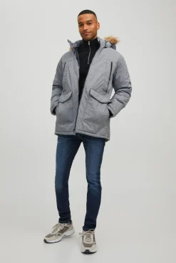 Jack & Jones Parka Pelo Capucha Gris Medio Online