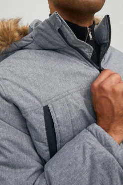 Jack & Jones Parka Pelo Capucha Gris Medio Online