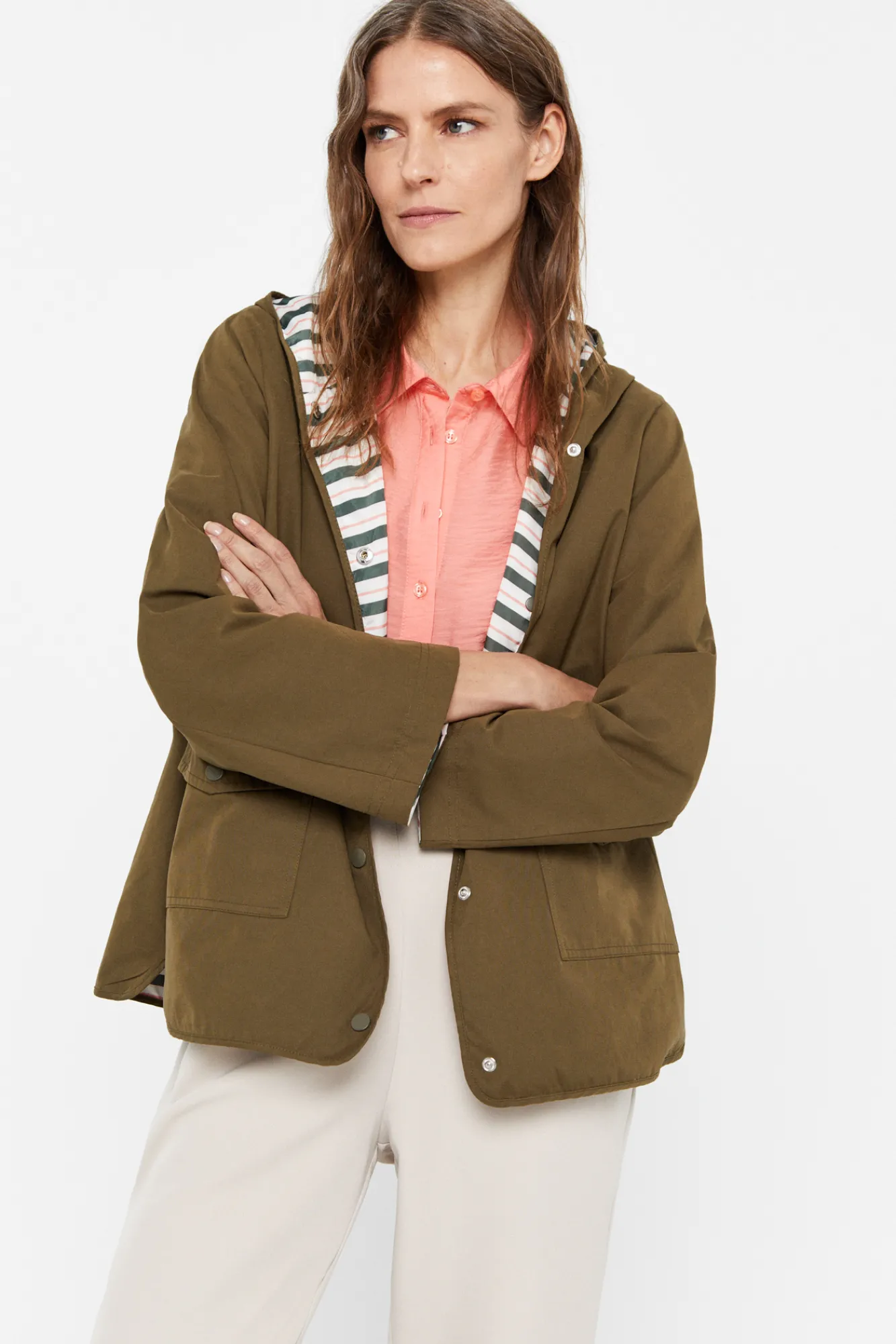 Cortefiel Parka Reversible Waterrepelent Kaki Online