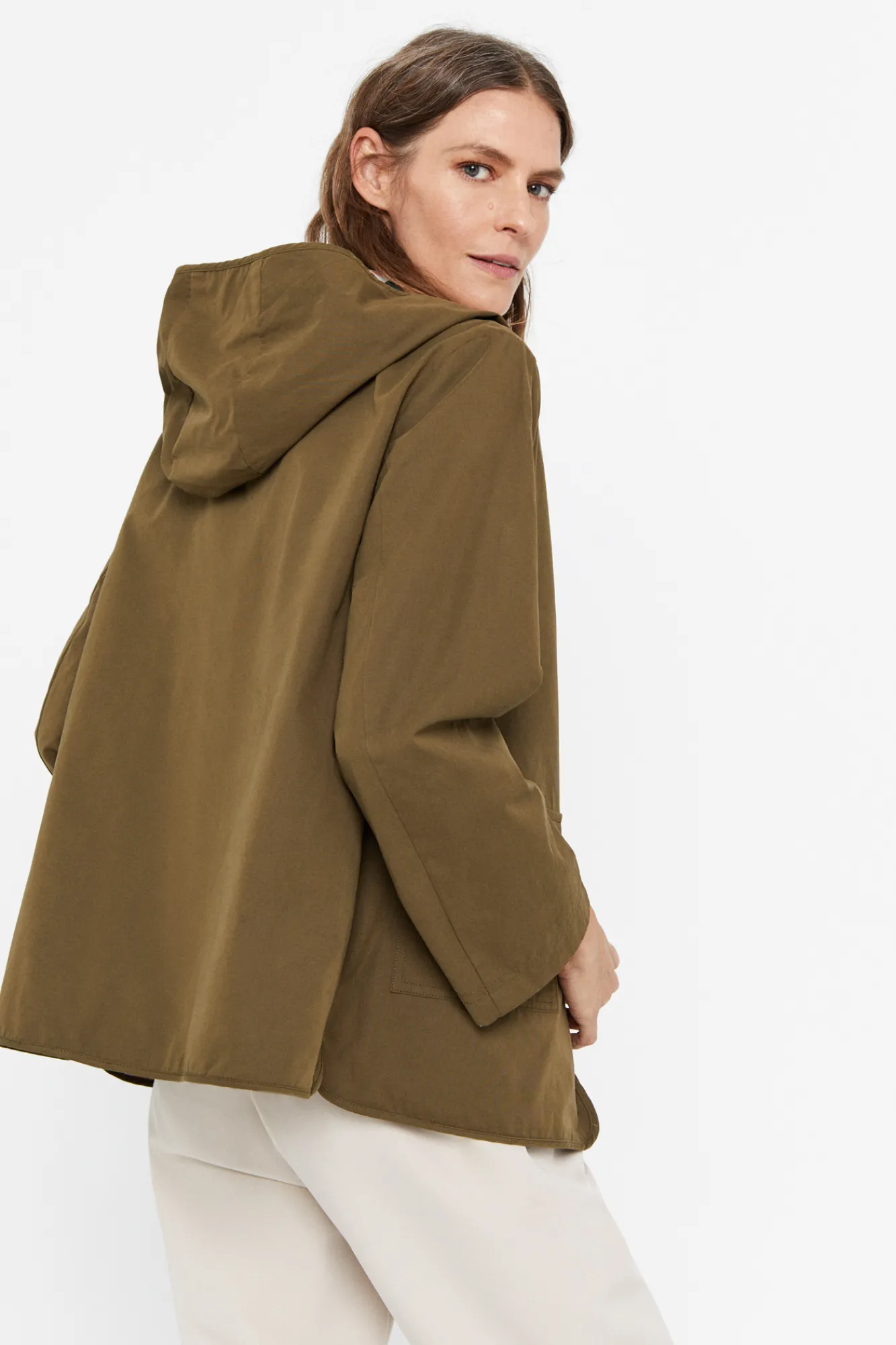 Cortefiel Parka Reversible Waterrepelent Kaki Online