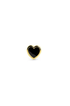 Singularu Pendiente Suelto Heart Black Enamel Oro Amarillo Hot