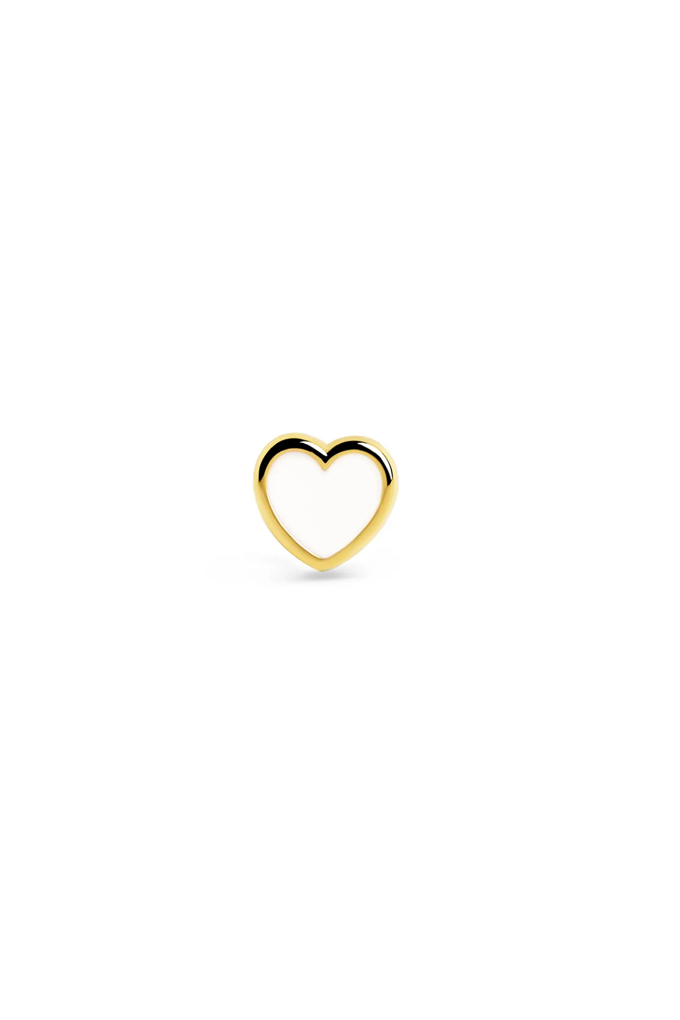 Singularu Pendiente Suelto Heart White Enamel Oro Amarillo Sale