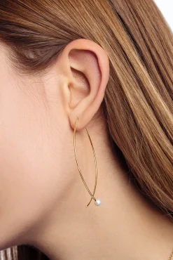 Singularu Pendientes Arch Pearl Oro Amarillo