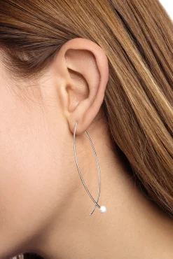 Singularu Pendientes Arch Pearl Plata Gris Outlet