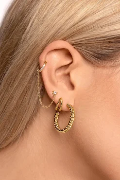 Singularu Pendientes Aro Cord Baño Oro Amarillo Sale