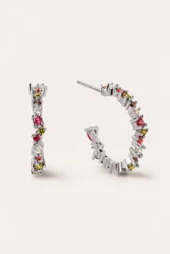 Singularu Pendientes Aro Estellar Colors Plata Gris Outlet