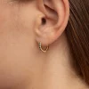 Singularu Pendientes Aro Navy Plata Baño Oro Amarillo New