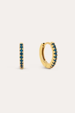 Singularu Pendientes Aro Navy Plata Baño Oro Amarillo New