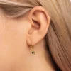 Singularu Pendientes Aro Star Black Enamel Oro Amarillo Discount