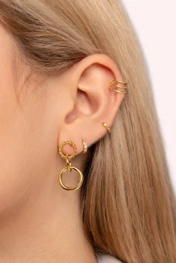 Singularu Pendientes Circles Twist Baño Oro Amarillo Hot
