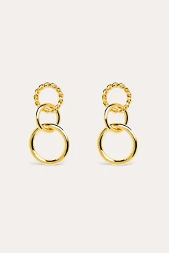 Singularu Pendientes Circles Twist Baño Oro Amarillo Hot
