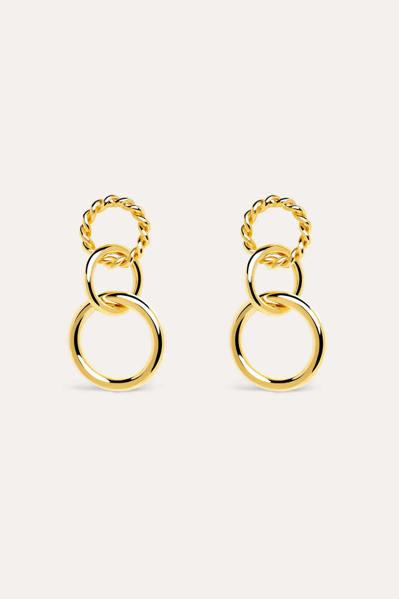 Singularu Pendientes Circles Twist Baño Oro Amarillo Hot