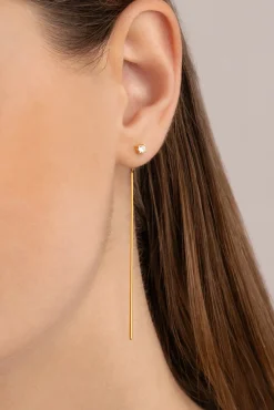Singularu Pendientes Falling Stick Spark Plata Baño Oro Amarillo Discount