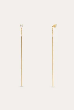 Singularu Pendientes Falling Stick Spark Plata Baño Oro Amarillo Discount