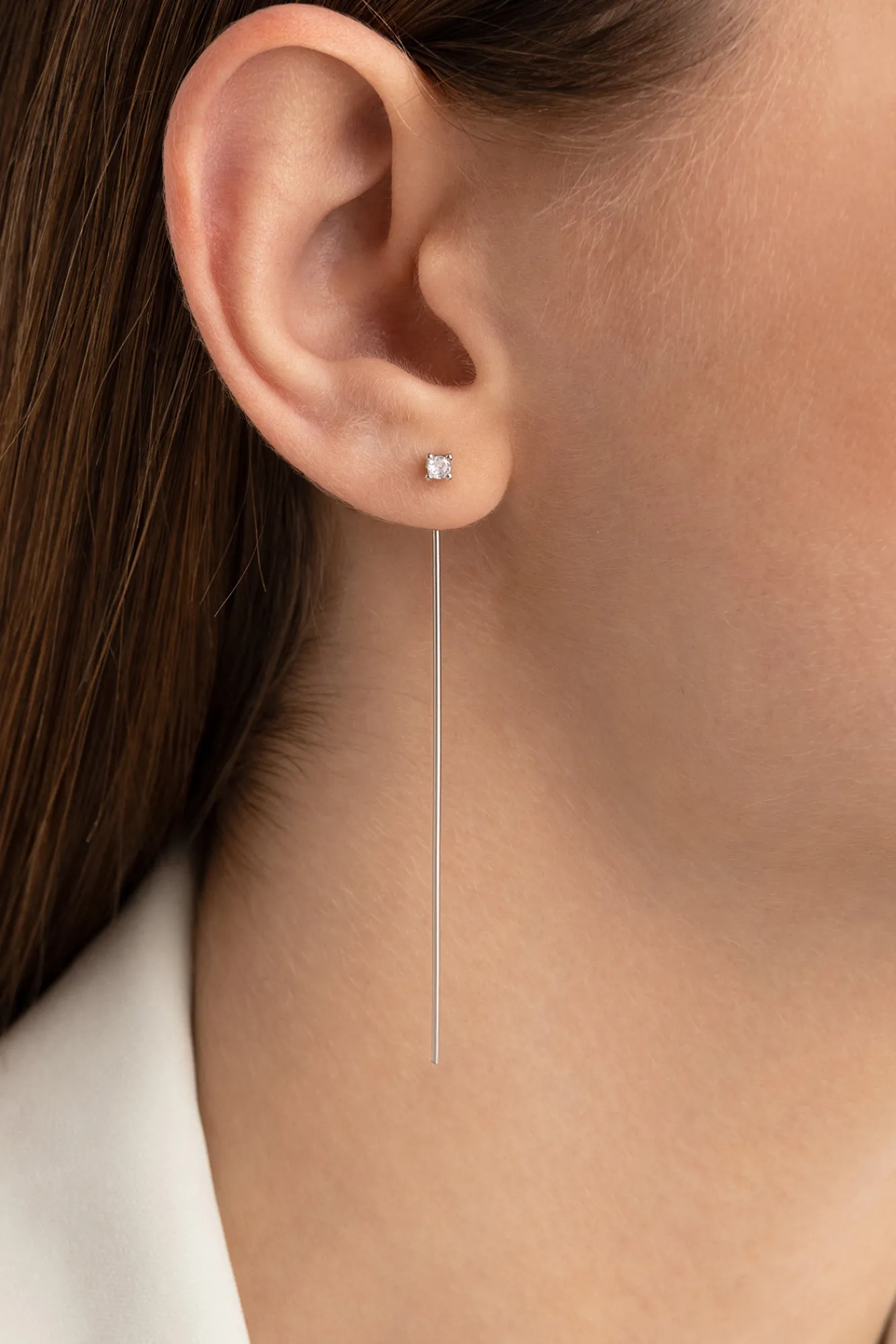 Singularu Pendientes Falling Stick Spark Plata Gris Sale