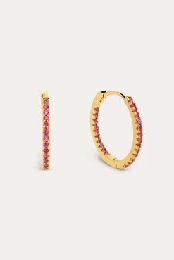 Singularu Pendientes Gleam Raspberry Plata Baño Oro Amarillo Discount
