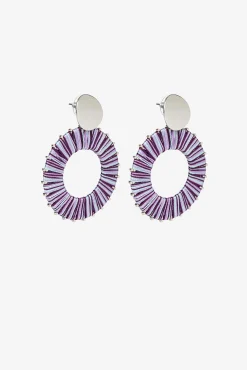 Vilanova Pendientes Largos Con Textil Rosa Outlet