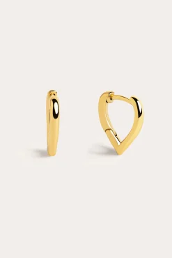 Singularu Pendientes Petal Plata Baño Oro Amarillo