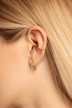 Singularu Pendientes Petal Plata Baño Oro Amarillo