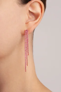 Singularu Pendientes Riviere Triple Raspberry Baño Oro Amarillo Outlet