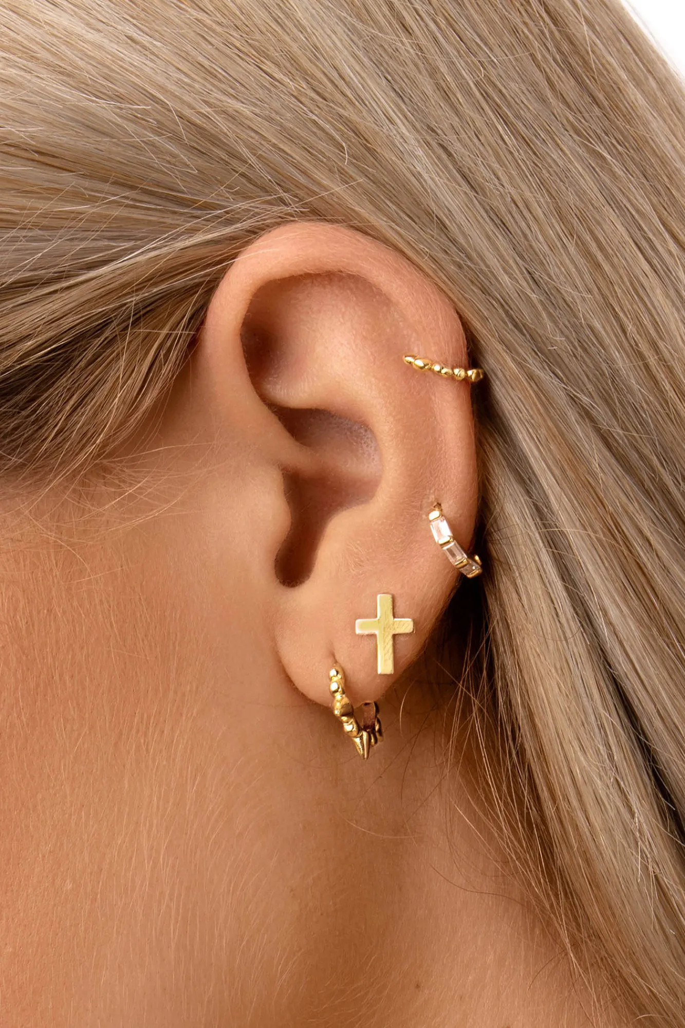 Singularu Pendientes Single Rolling Plata Baño Oro Amarillo Hot