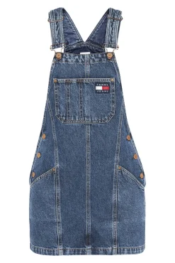 Tommy Jeans Peto Vestido Vaquero Con Badge Azul Oscuro Hot