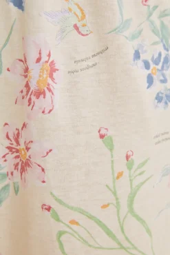 Women'secret Pijama 100% Algodon Capri Blanco Flores Beige Clearance
