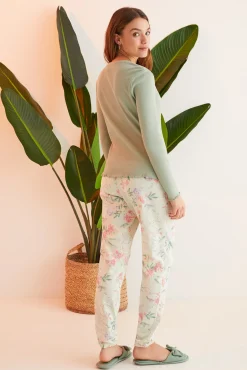 Women'secret Pijama 100% Algodon Flores Verde Clearance