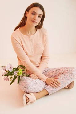 Women'secret Pijama 100% Algodon Flores Naranja Outlet