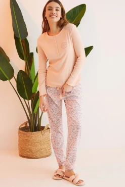 Women'secret Pijama 100% Algodon Flores Naranja Outlet