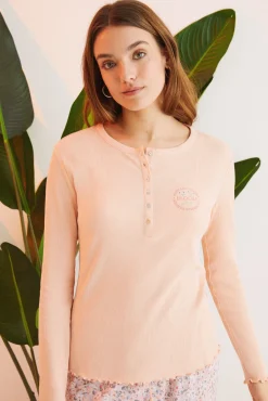 Women'secret Pijama 100% Algodon Flores Naranja Outlet