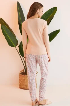 Women'secret Pijama 100% Algodon Flores Naranja Outlet