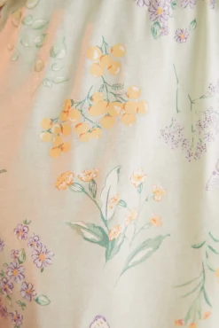 Women'secret Pijama Camisero 100% Algodon Verde Flores Estampado New