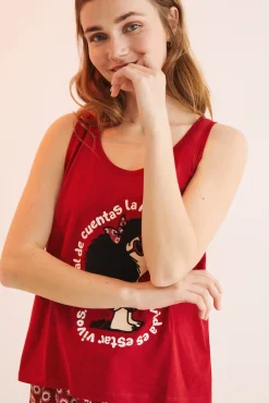 Women'secret Pijama Corto 100% Algodon Mafalda Rojo Outlet