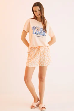 Women'secret Pijama Corto 100% Algodon Snoopy Naranja Sale