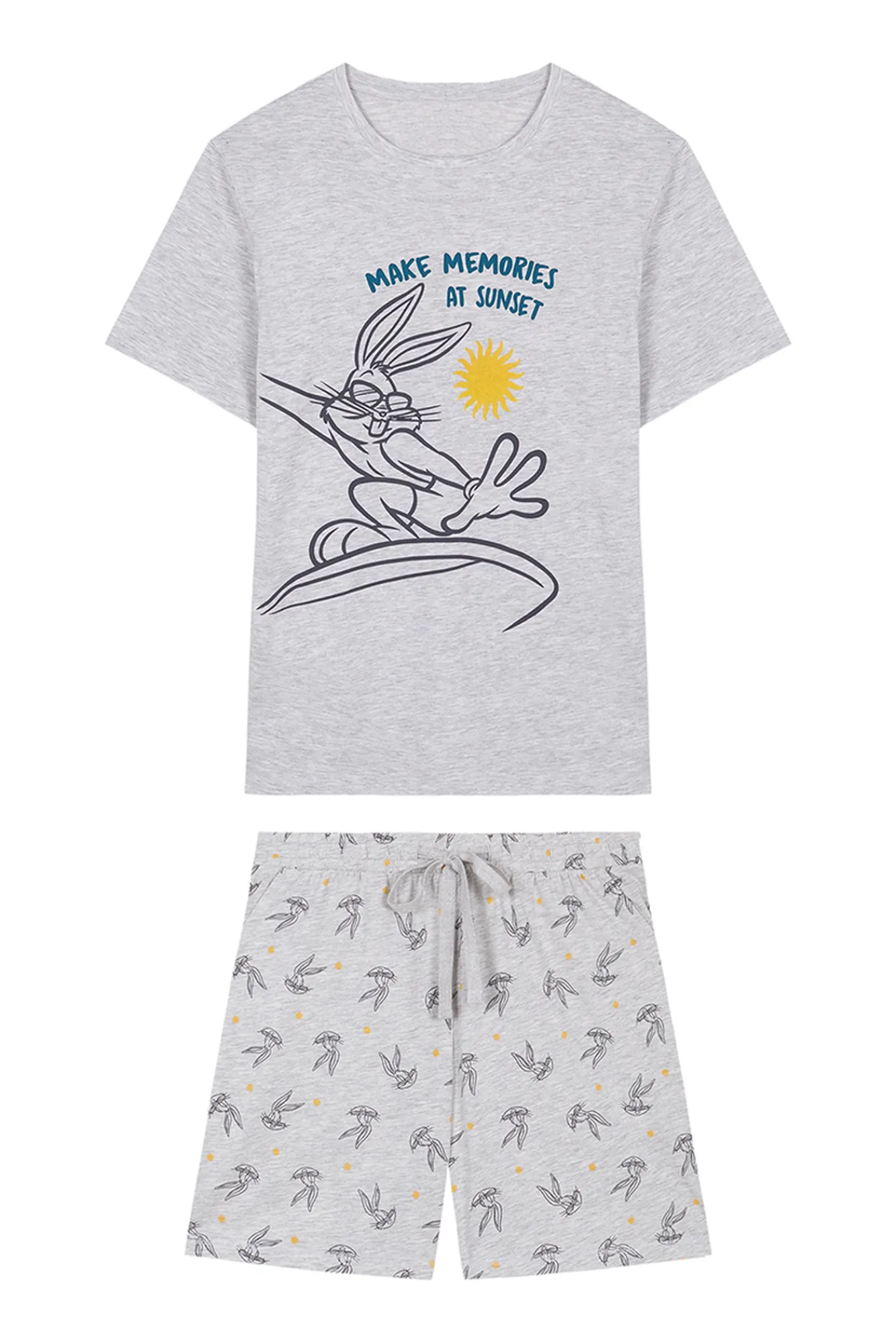 Women'secret Pijama Corto Hombre 100% Algodon Bugs Bunny Gris Outlet