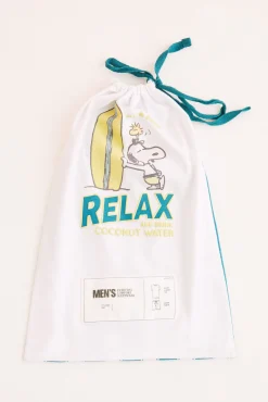 Women'secret Pijama Corto Hombre 100% Algodon Snoopy Surf Beige