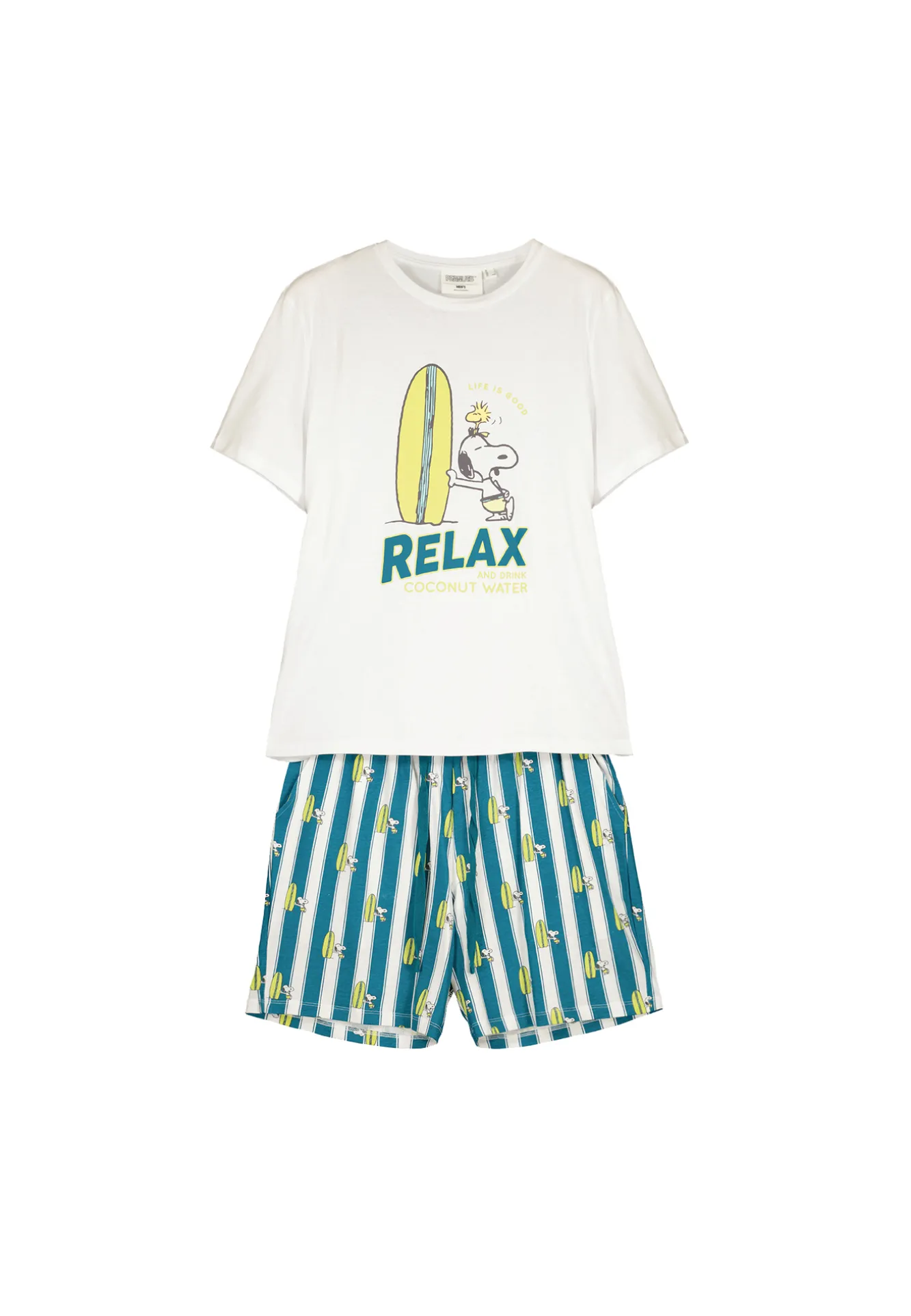Women'secret Pijama Corto Hombre 100% Algodon Snoopy Surf Beige