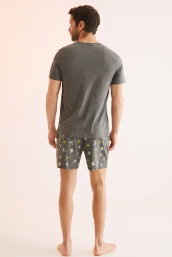 Women'secret Pijama Corto Hombre 100% Algodon Garfield Gris Discount
