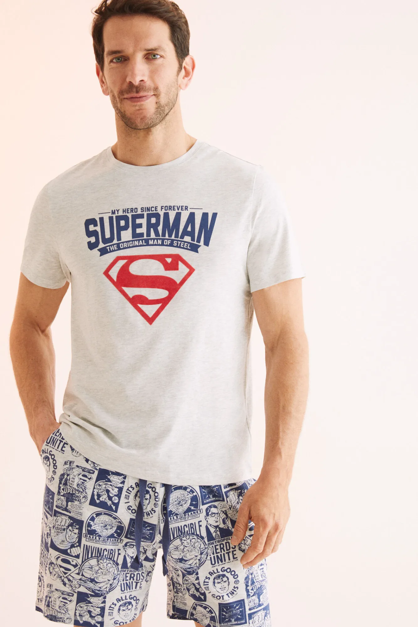 Women'secret Pijama Corto Hombre 100% Algodon Superman Gris Sale